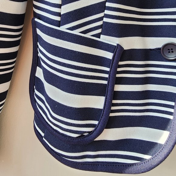 I.N.C. Stretch Blazer | Size 6 | Navy White Stripes Pockets Single Breast NWT - Picture 5 of 7